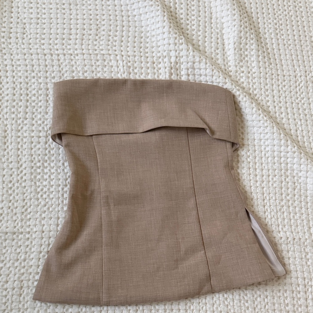 Babaton Tan Strapless Top